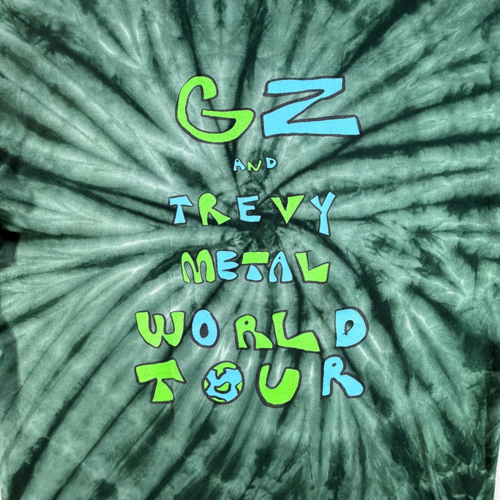 GZ and Trevy Metal World Tour Green Tie Dye Graphic T-Shirt Mens XL Gildan - Picture 12 of 14
